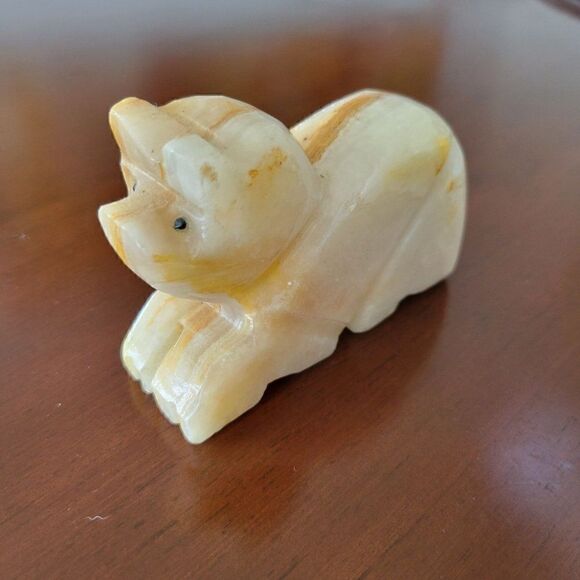 Vintage Hand Carved Onyx Bear Sculpture - Picture 1 of 12